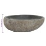 DELUKE Naturstein Waschbecken Oval Flussstein Aufsatzwaschbecken Waschschale Waschtisch Handwaschbecken Oval 29-38cm_2