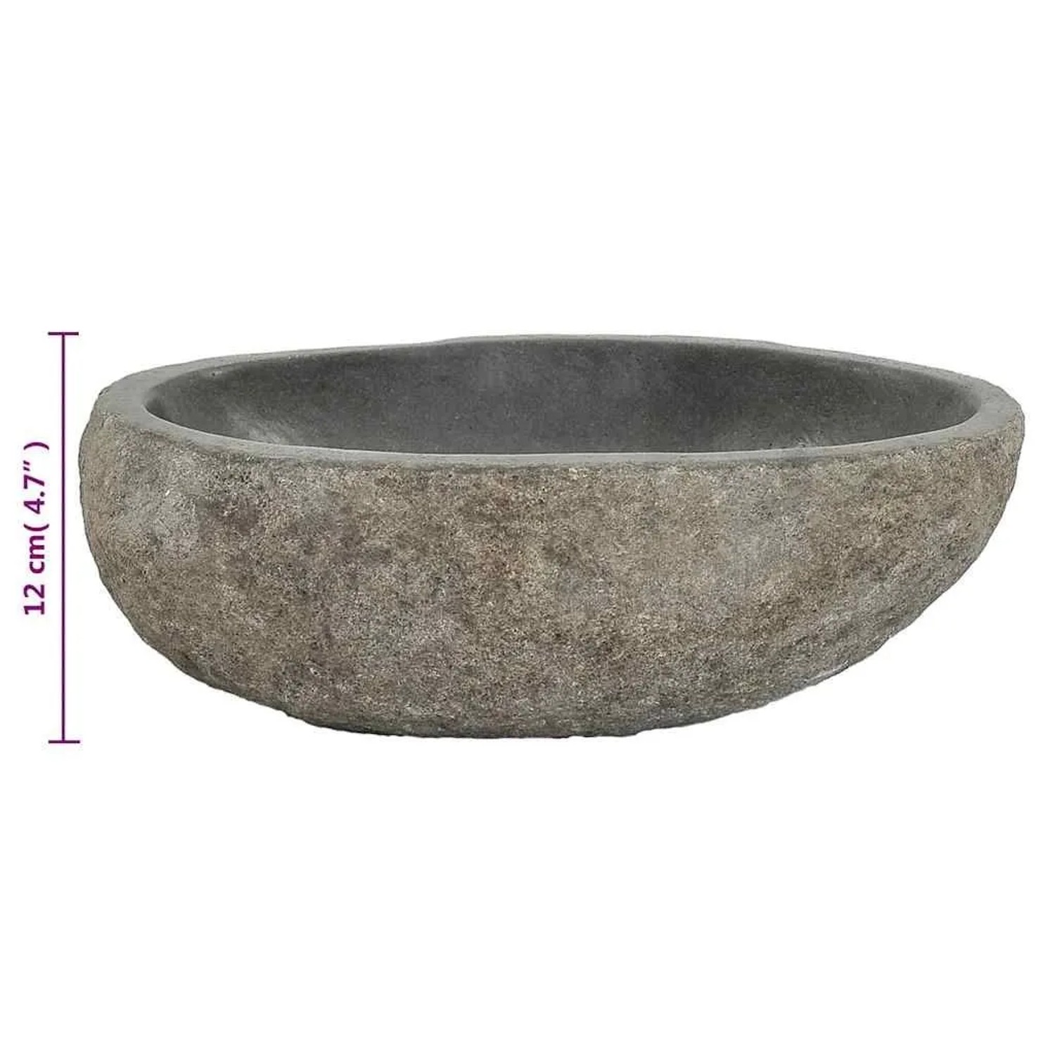 DELUKE Naturstein Waschbecken Oval Flussstein Aufsatzwaschbecken Waschschale Waschtisch Handwaschbecken Oval 29-38cm_2
