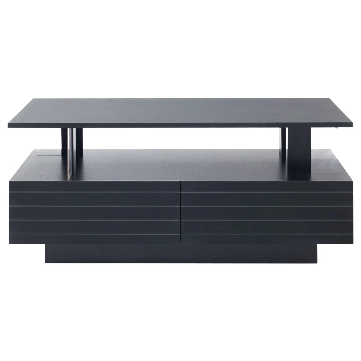 Okwish Couchtisch Mit Led Aufbewahrung App-Steuerung Acryl 100x50x42cm Schwarz