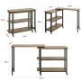 SoBuy L-förmiger Schreibtisch FWT83-PF mit Ablagen, flexibel durch Rollen. Ideal als Beistelltisch.