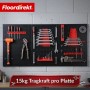 Floordirekt Werkzeugwand Parker, Lochwand Set mit Werkzeugen, schwarz-rote Werkzeughalter an 3 Platten.