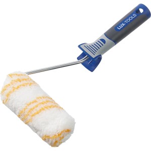 LUX Dispersionsroller 12 cm, glatte Farbwalze mit blau-grauem Griff für Dispersionsfarben.