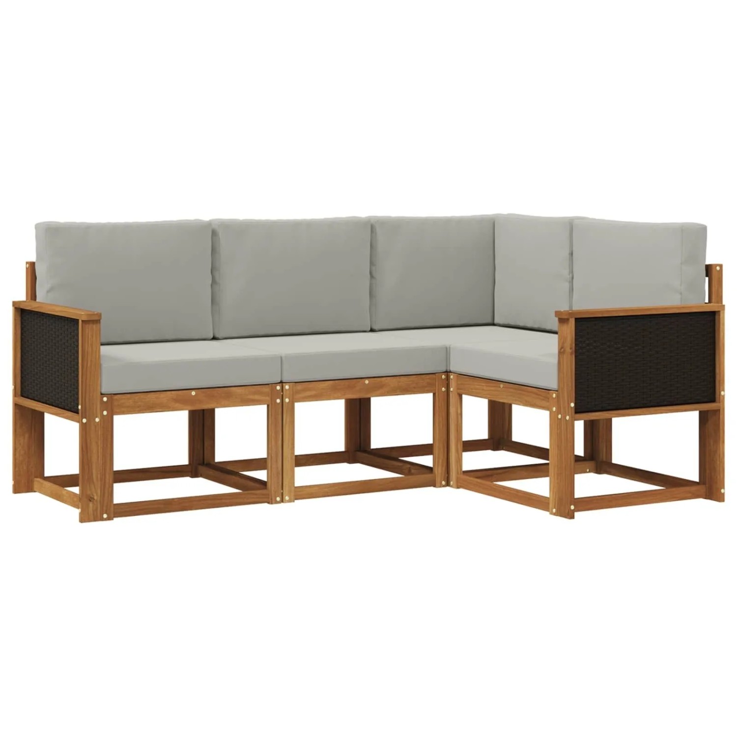 vidaXL Outdoor-Sofagarnitur 4 Stk Natur und Hellgrau Polyester 3385162