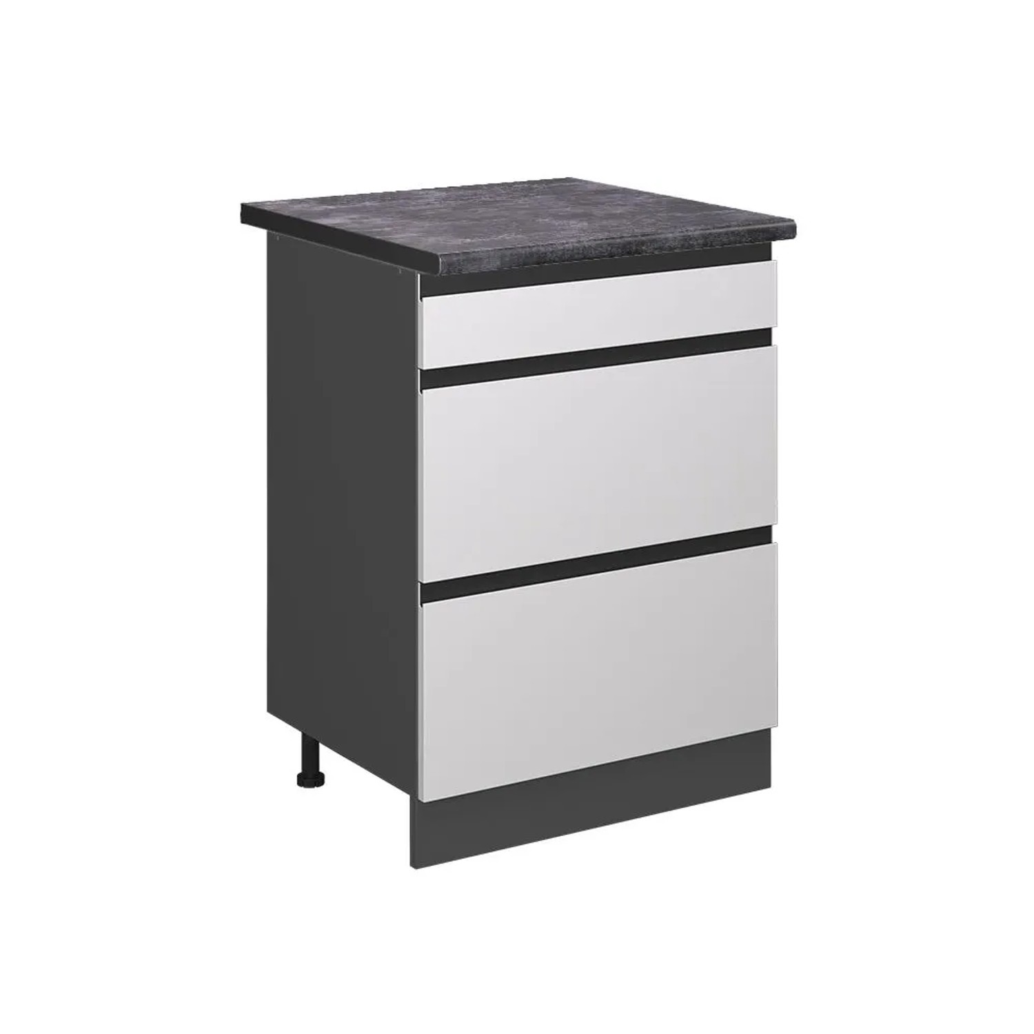 Vicco Küchenunterschrank R-Line Weiß Anthrazit 60 cm mit Schubladen J-Shape AP Anthrazit