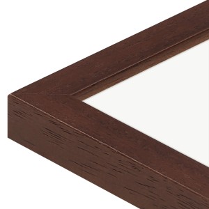 Detailaufnahme: Nussbaumfarbener Bilderrahmen für 3 Fotos, 20x60 cm, ideal für Galeriewand.