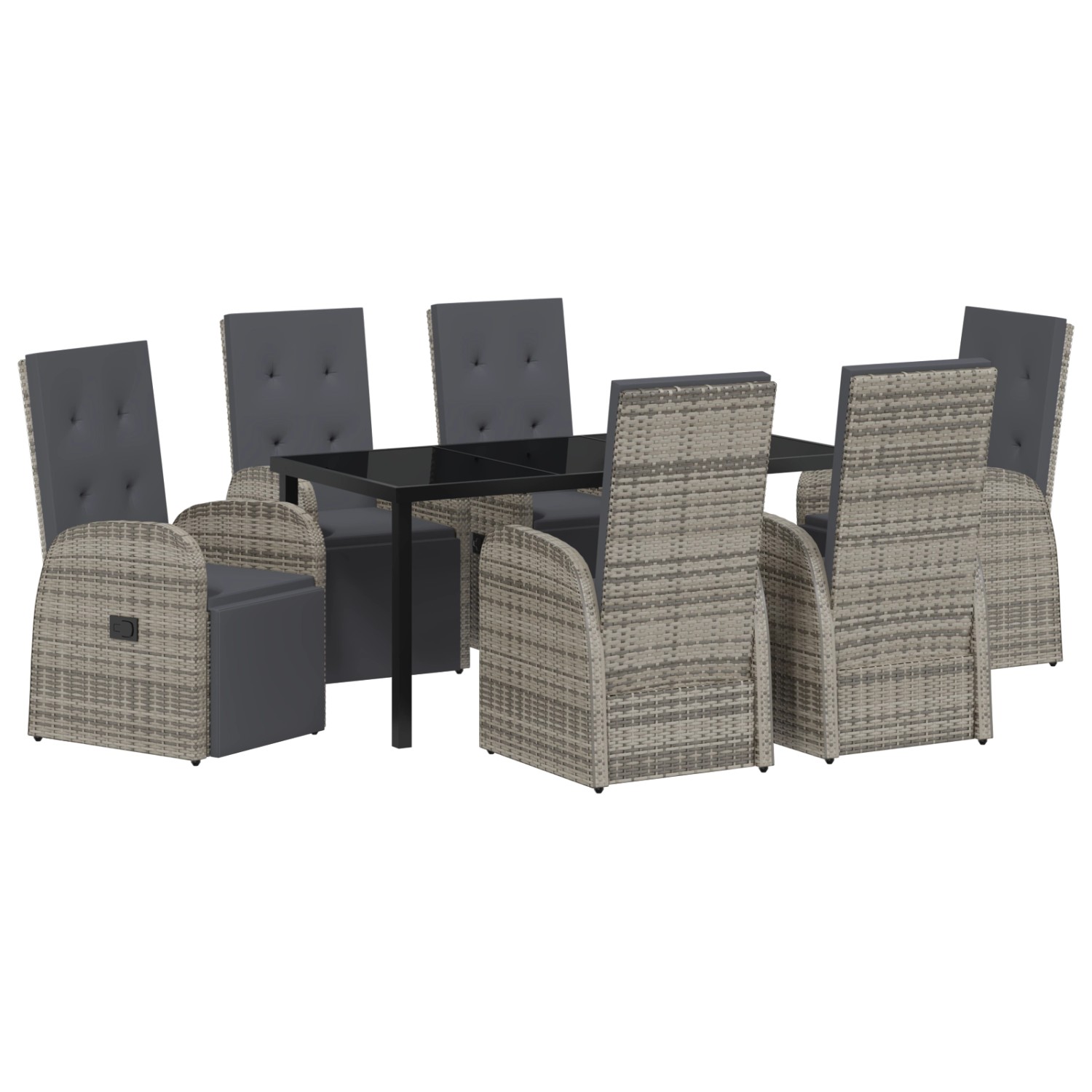 vidaXL Garten Essgruppe mit Kissen 7-Tlg Grau Poly Rattan 3379503 günstig online kaufen