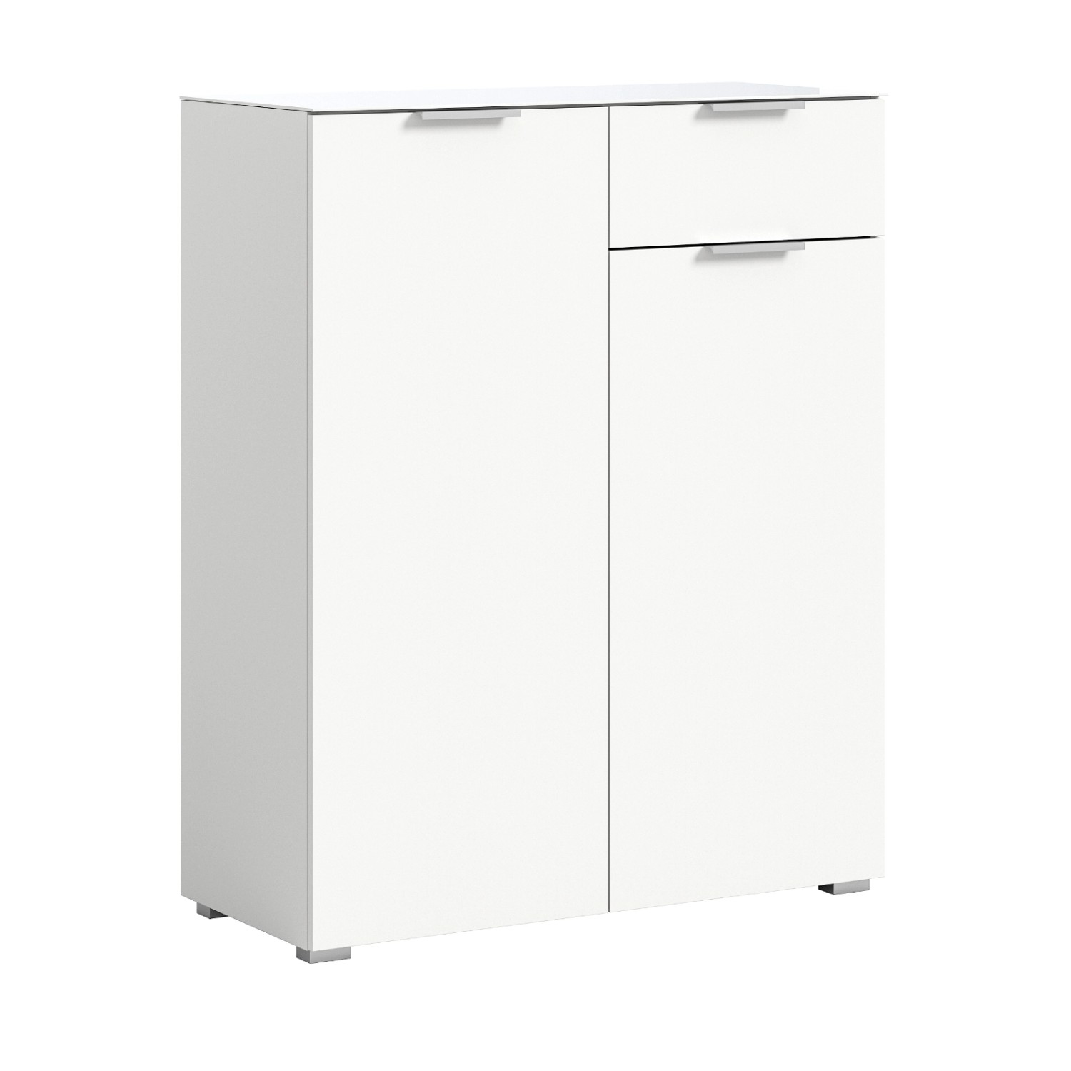 Inn.Furn Kommode Weiß 90 cm mit Glas und Soft-Close Riano günstig online kaufen