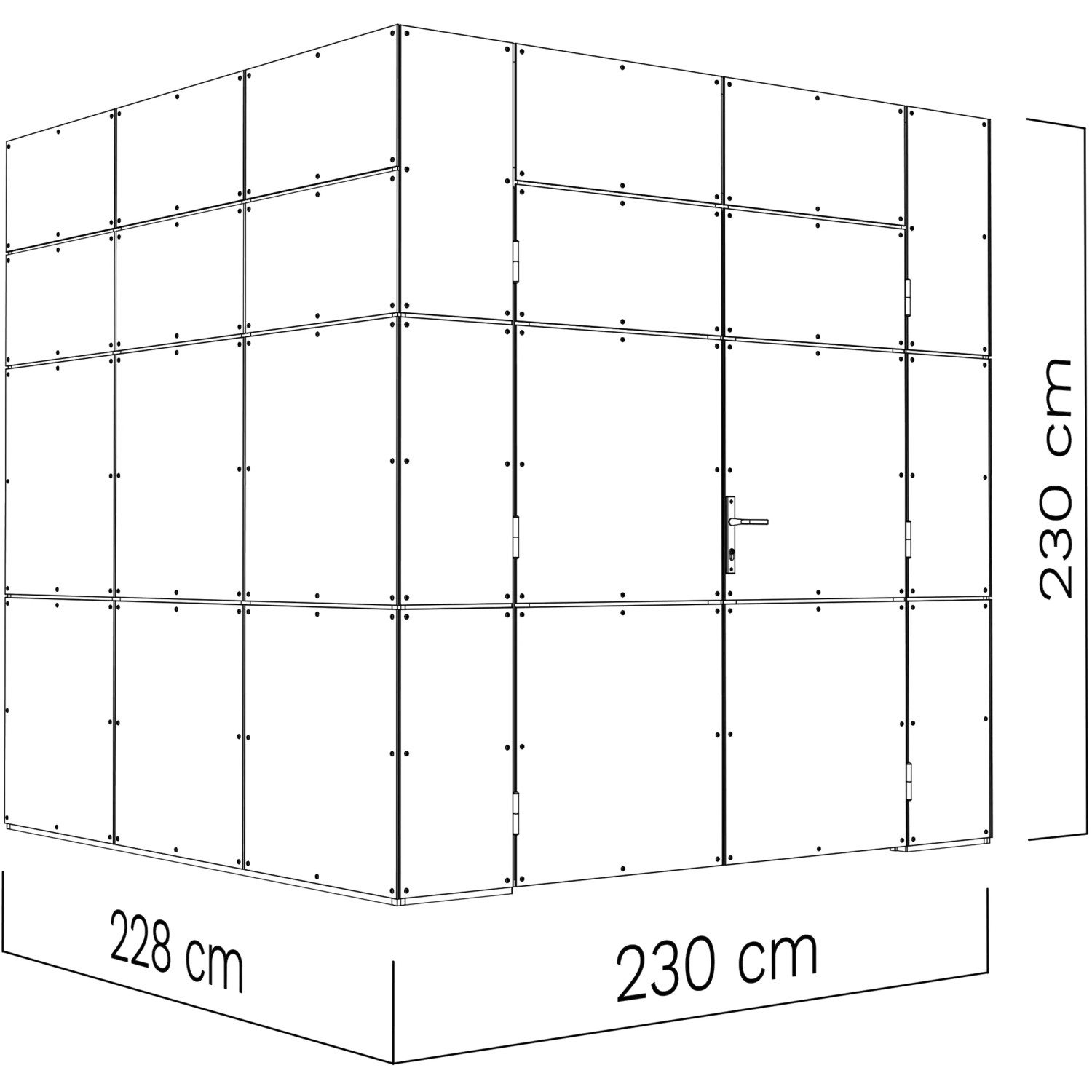 Bertilo Gartenhaus HPL 1 Anthrazit-Grau, 228x230cm, Holz-Gartenhaus mit Flachdach.