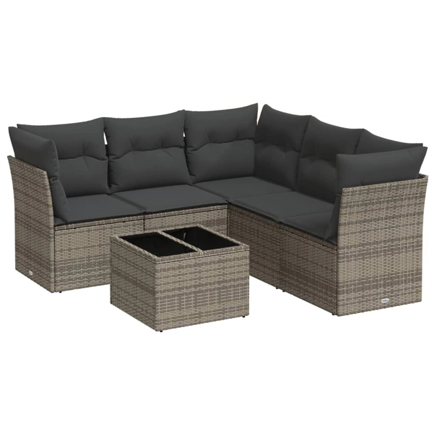 vidaXL 6-Tlg Garten-Sofagarnitur mit Kissen Grau Poly Rattan 3249469 günstig online kaufen