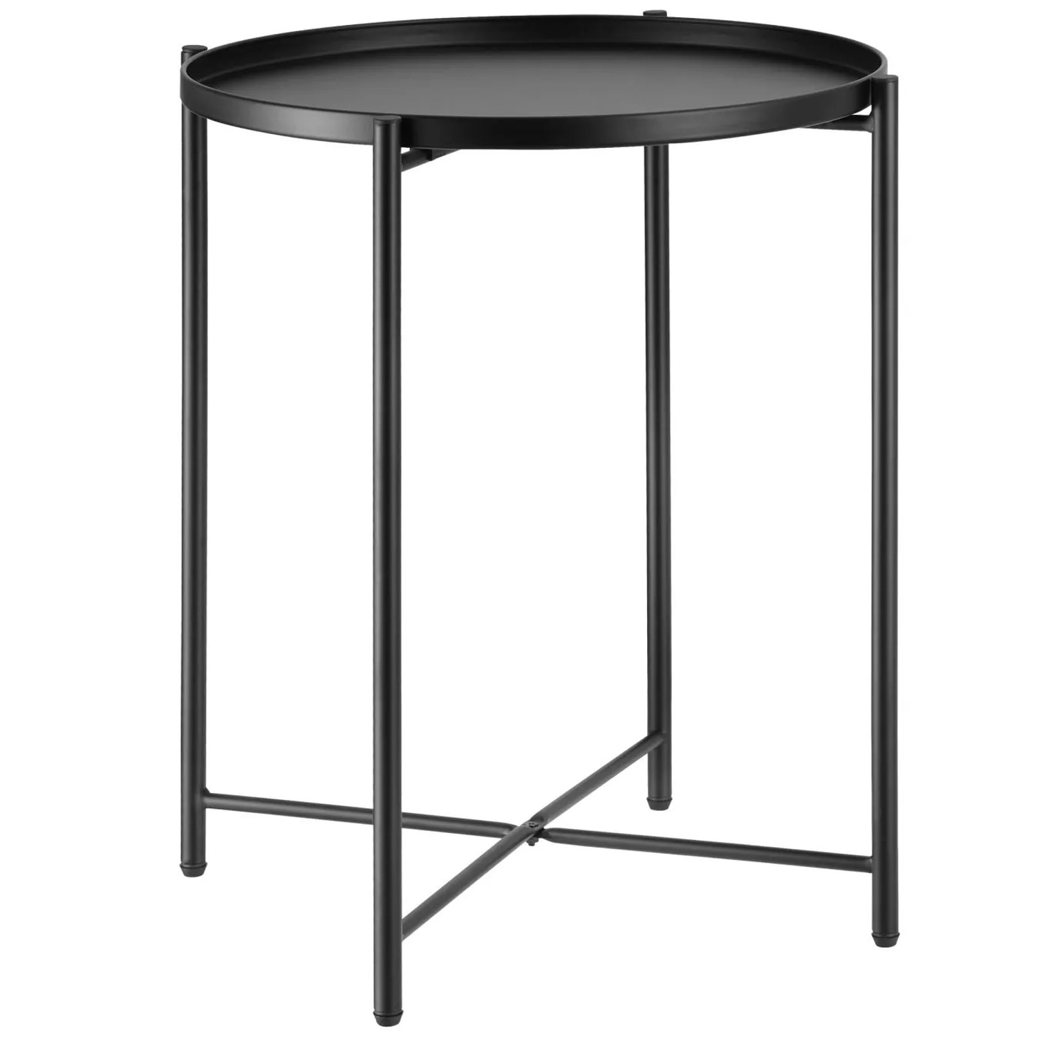 Tectake Beistelltisch Chester Stahl Rund Mit Abnehmbarer Ablage  45 50 x 45 50 x 53 cm Schwarz