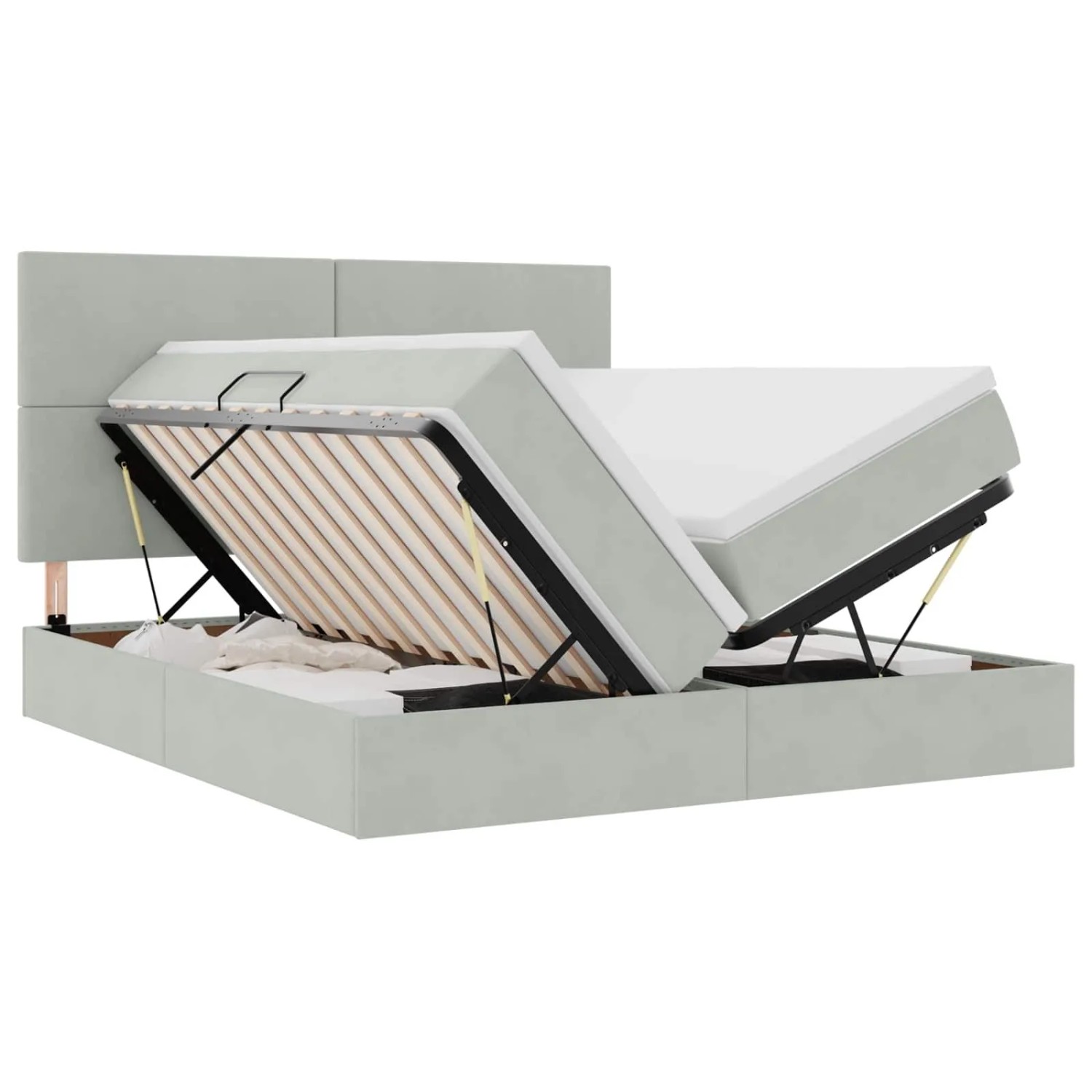 vidaXL Bett mit LED-Lichtleisten Hellgrau 200 x 200 cm Samt 3372875
