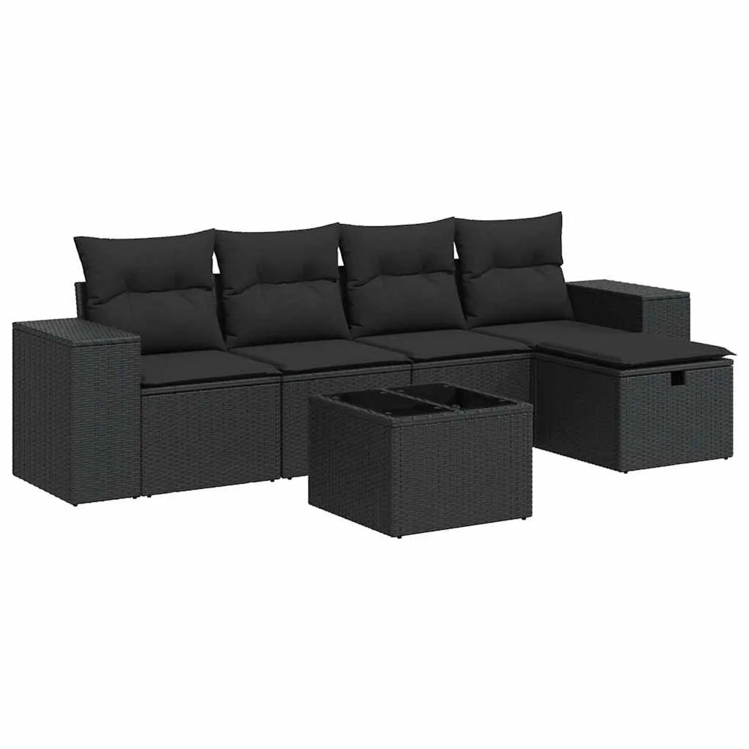 vidaXL 6-Tlg Garten-Sofagarnitur mit Kissen Schwarz Poly Rattan 3325671 günstig online kaufen