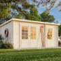 Palmako Ella Holz-Gartenhaus, unbehandelt, mit Pultdach, 470x300 cm. Naturholz-Optik.