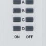 Fernbedienung für Funkschalter-Set zur Hausfunksteuerung mit Tasten A, B, C, D, On und Off.