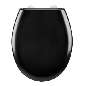 Schwarzer Wenko WC-Sitz Rieti aus Duroplast mit Absenkautomatik.