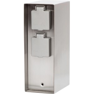 4-fach Steckdosensäule IP44 in Silber für den Außenbereich.