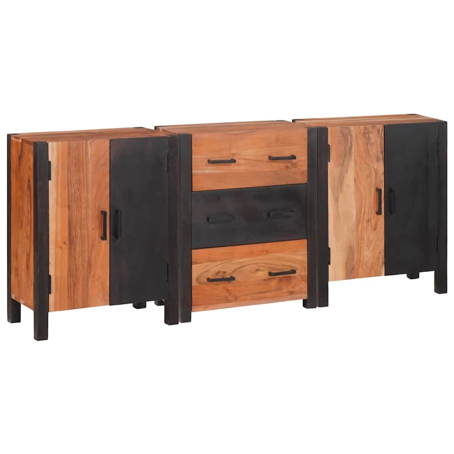 vidaXL Sideboard 3-Tlg Braun 55 x 30 x 75 cm Massivholz Akazie 3321525 günstig online kaufen