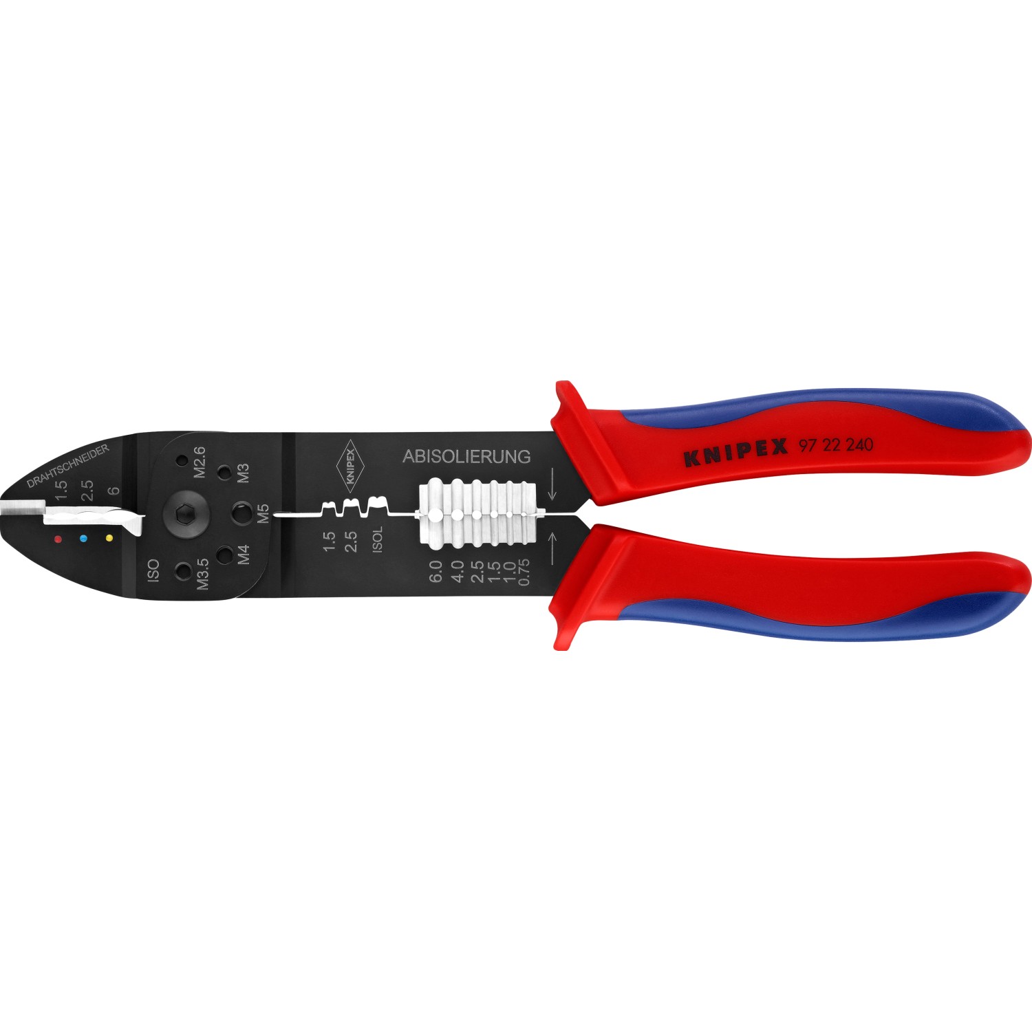 Knipex Crimpzange schwarz lackiert mit Mehrkomponenten-Hüllen 240 mm