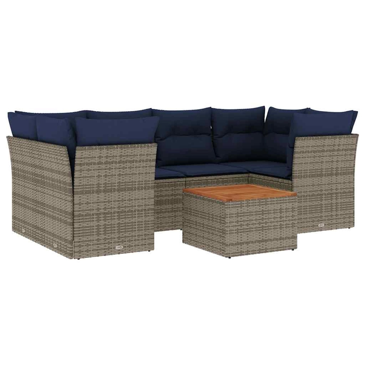 vidaXL 7-Tlg Garten-Sofagarnitur mit Kissen Grau Poly Rattan 3255830 günstig online kaufen