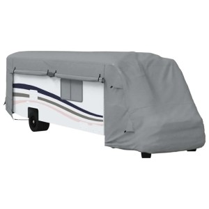 Graue vidaXL Schutzhülle für ein Wohnmobil (970x235x275 cm) aus Vliesstoff.