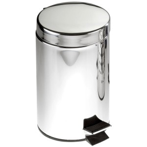Glänzender, silberner MSV Edelstahl Treteimer, 3 l, für Bad oder Büro.