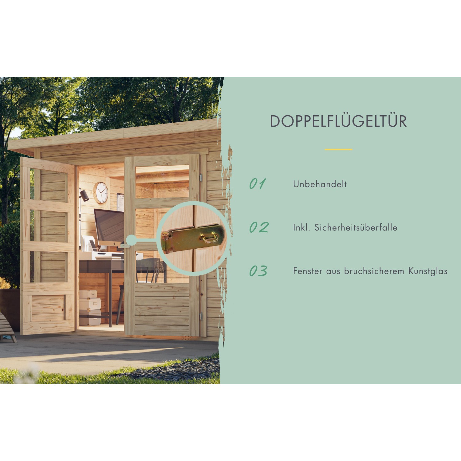 Karibu Express Gartenhaus Speedy A Set Naturbelassen 433 cm x 217 cm Anbaudach_32