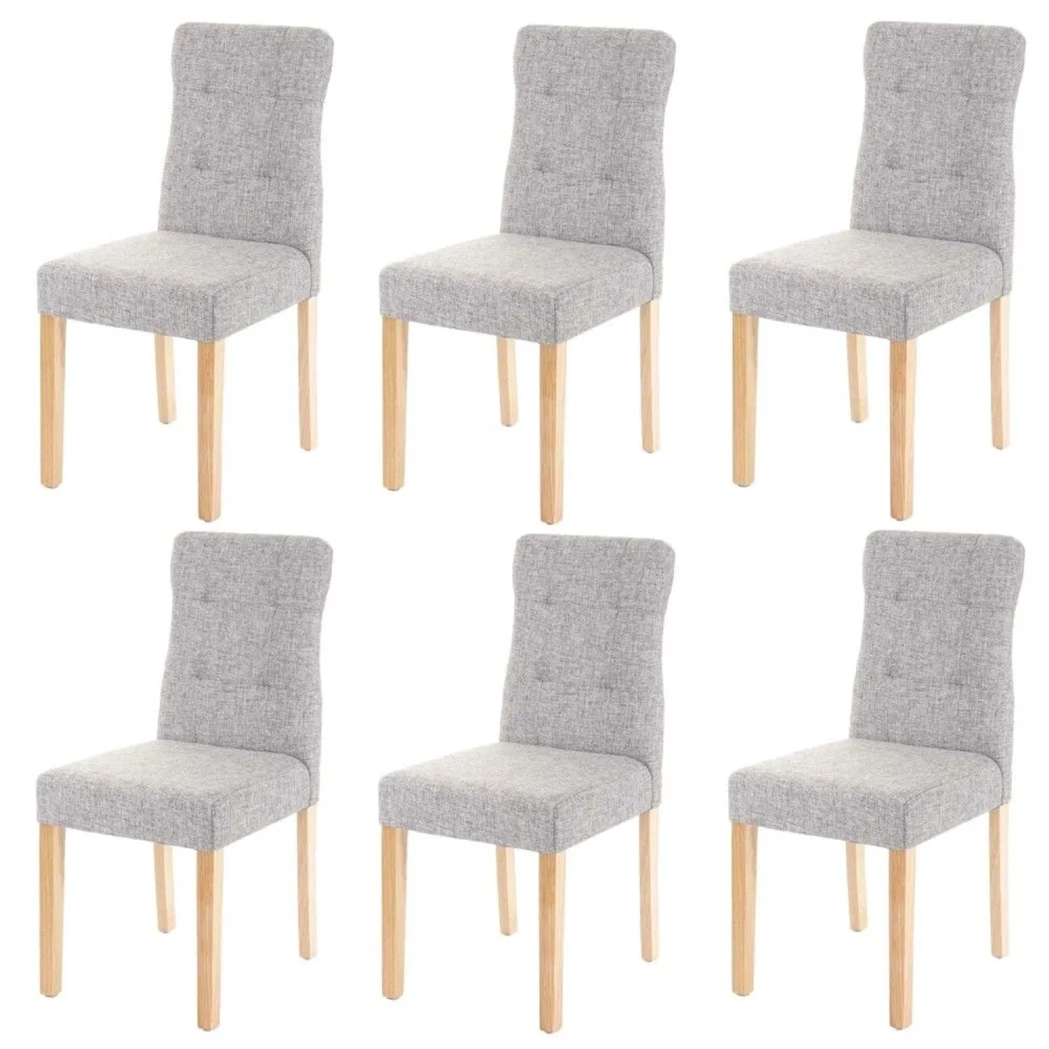 MCW Esszimmerstuhl E58 6er-Set Stoff/Textil Grau Helle Beine