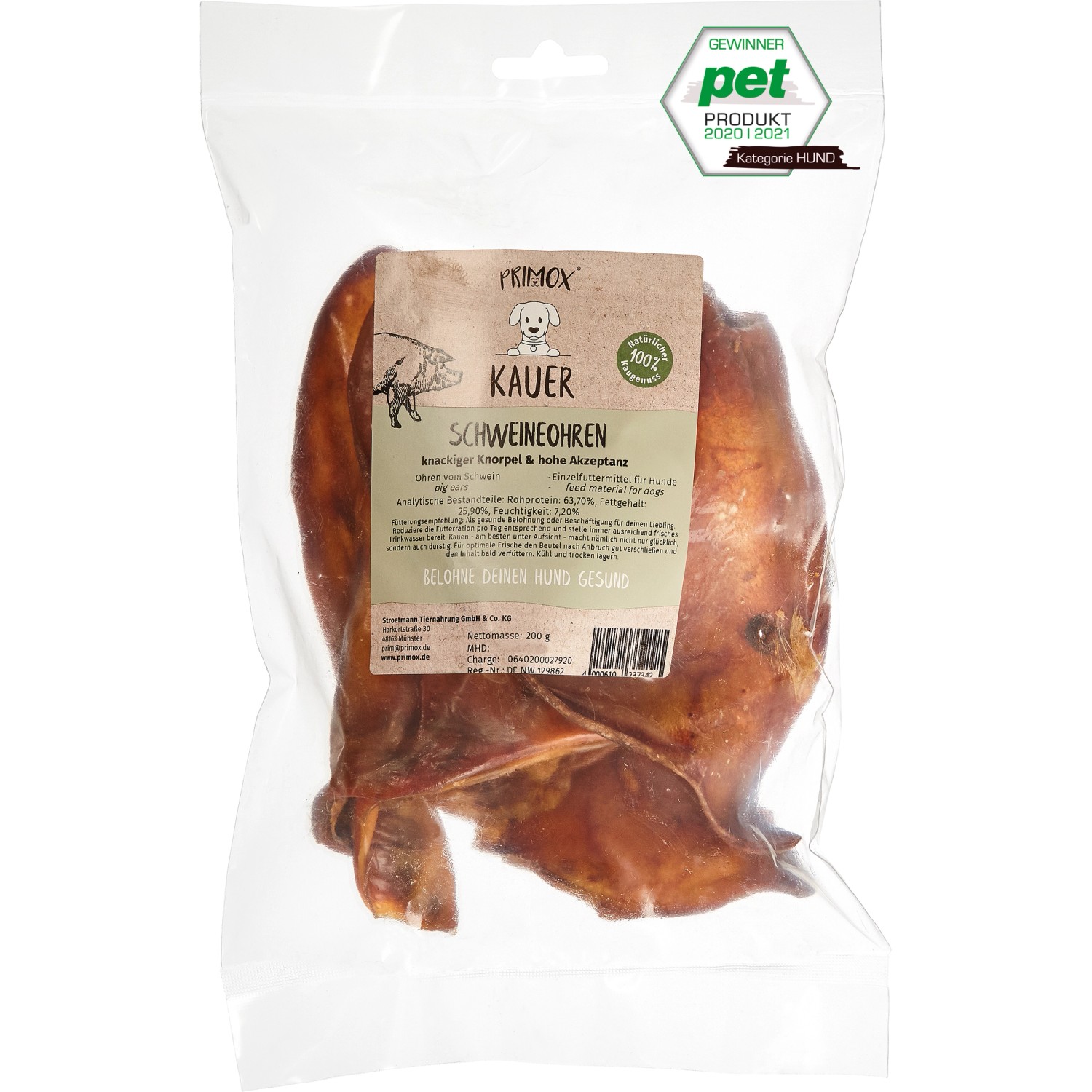 Primox Hunde-Snack Kauer Schweineohr 200 g