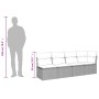 Graue 8-tlg. vidaXL Garten-Sofagarnitur aus Polyrattan mit Kissen, Maße werden angezeigt.