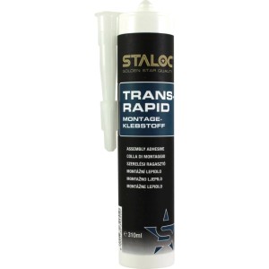 Staloc Trans Rapid PU-Montagekleber, transparent, in 310 ml Kartusche. Starker Klebstoff für Holz, Stein, Metall.
