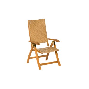 Merxx Carpi Klappsessel aus Akazienholz mit Kunststoffgeflecht, Teil des 7-tlg. Gartenmöbel-Sets.