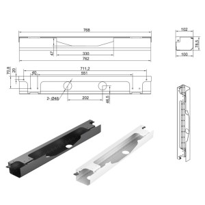 SOTECH CAVO Kabelführung, horizontal, weiß, 768x94mm, für Schreibtische.
