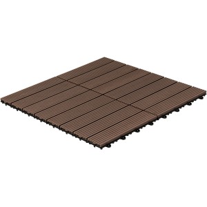 Dunkelbraune Home Deluxe WPC Klickfliesen Bavaro, 30x30 cm, für ca. 6 m² Fläche.