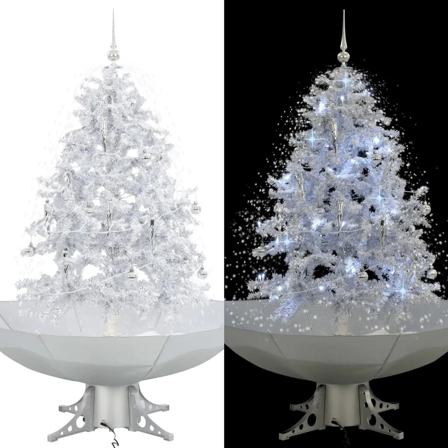 vidaXL Schneiender Weihnachtsbaum Weiß 140 cm mit Schirmfuß kaufen bei OBI