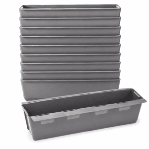 BigDean 10er Set Paletten Blumenkästen Einsatz mit Hängesystem zum Einhängen 37cm Grau Pflanzkasten für Europalette Balkonkasten Blumentopf