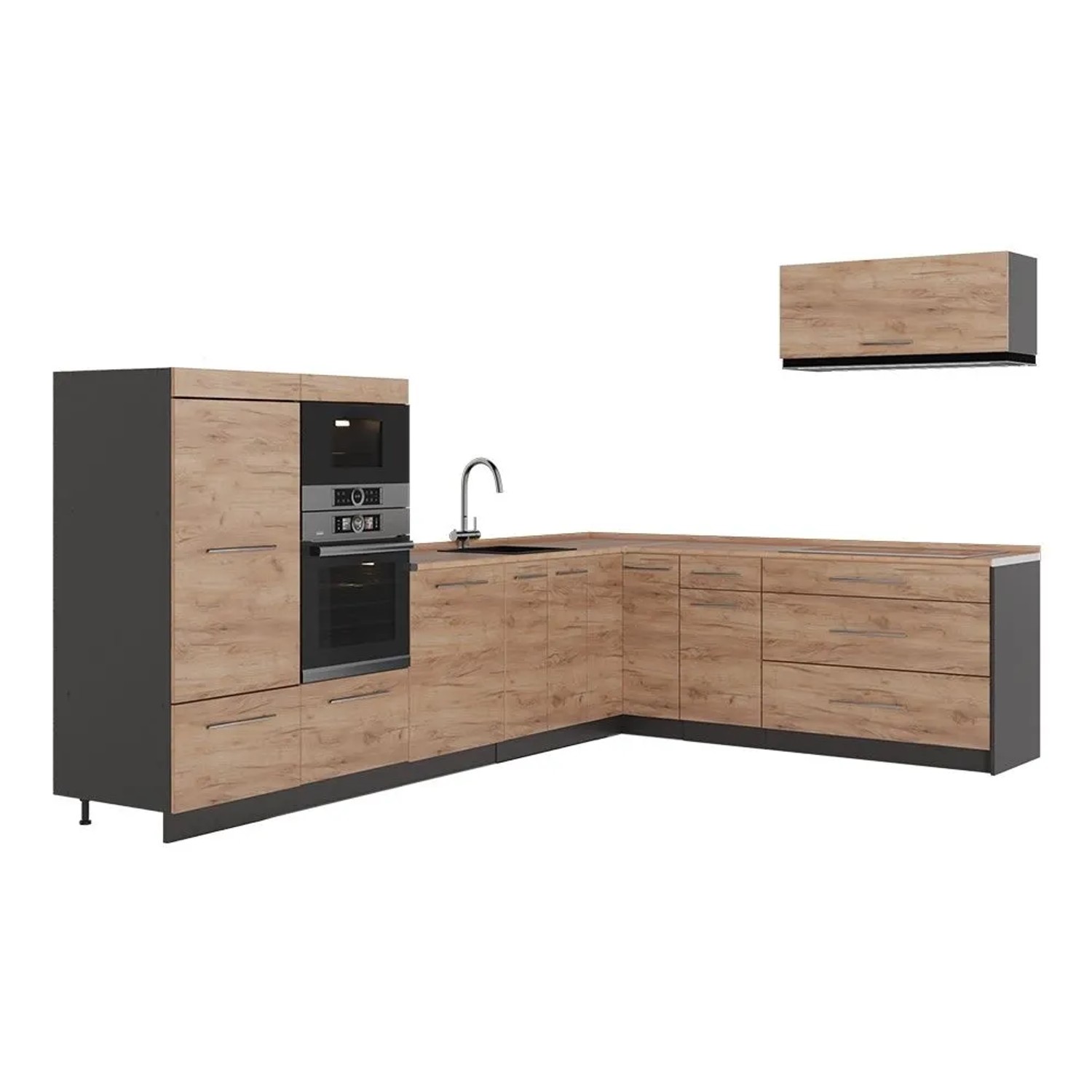 Vicco Eckküche Fame-Line Goldkraft Eiche/Anthrazit 327 x 154 AP Eiche Art Nr 64445