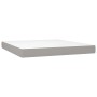 Hellgraues vidaXL Boxspringbett 160x200 cm mit Matratze und Topper.