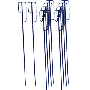 Set aus 10 blauen UvV Absperrleinenhaltern aus Stahl, 1200 mm lang, mit Laterneneisen und UVV-Bügel.