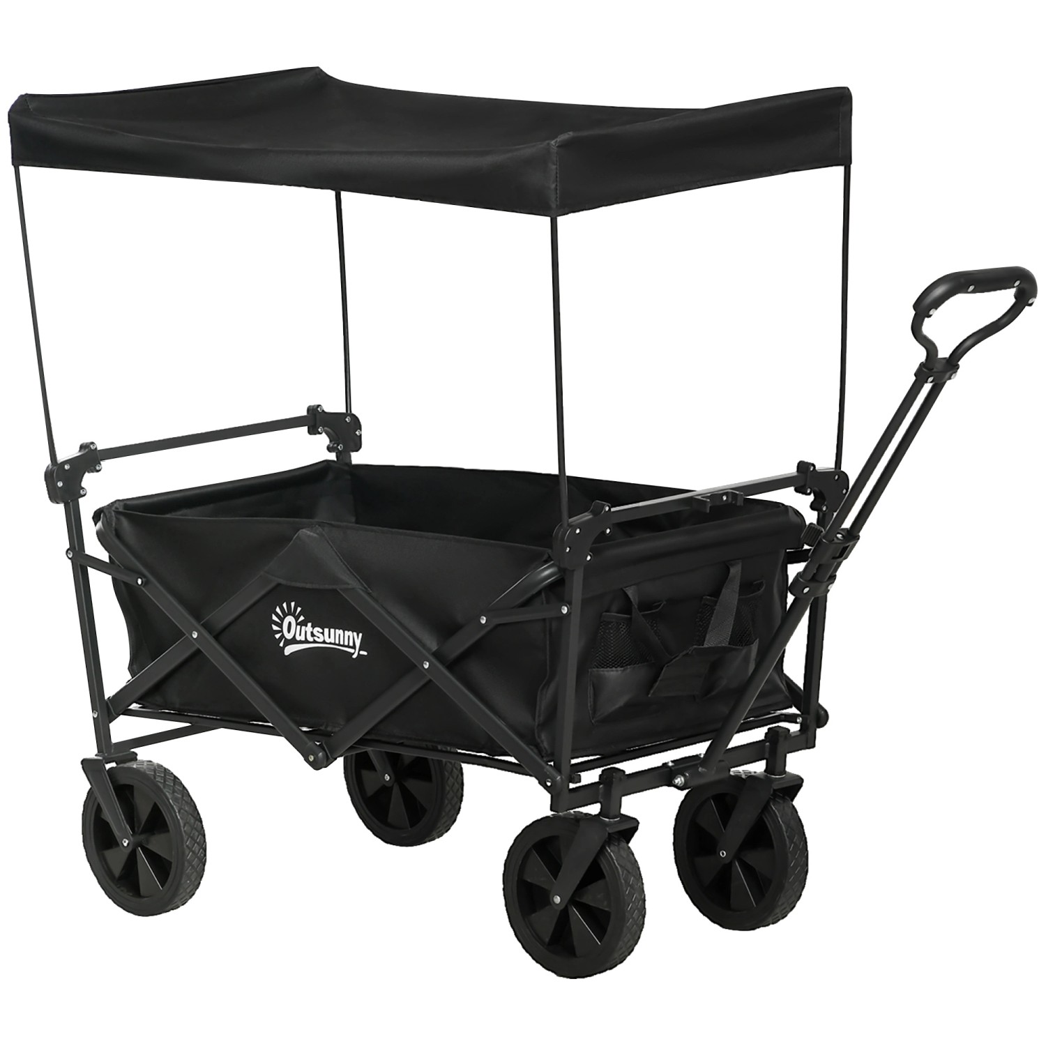 Outsunny Gartenwagen  Stahl Oxfordstoff Schwarz 97L x 52B x 105H cm günstig online kaufen