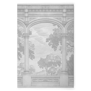 Leinwandbild mit Aquädukt-Motiv im Stil des Römischen Reichs, hellgrau, 80x120 cm.