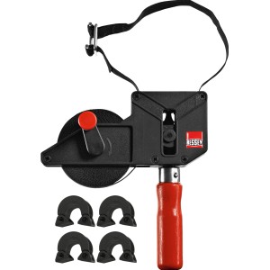 Bessey Bandspanner BAN700: Spannwerkzeug mit Band, rotem Griff und 4 Vario-Ecken für gleichmäßigen Druck.