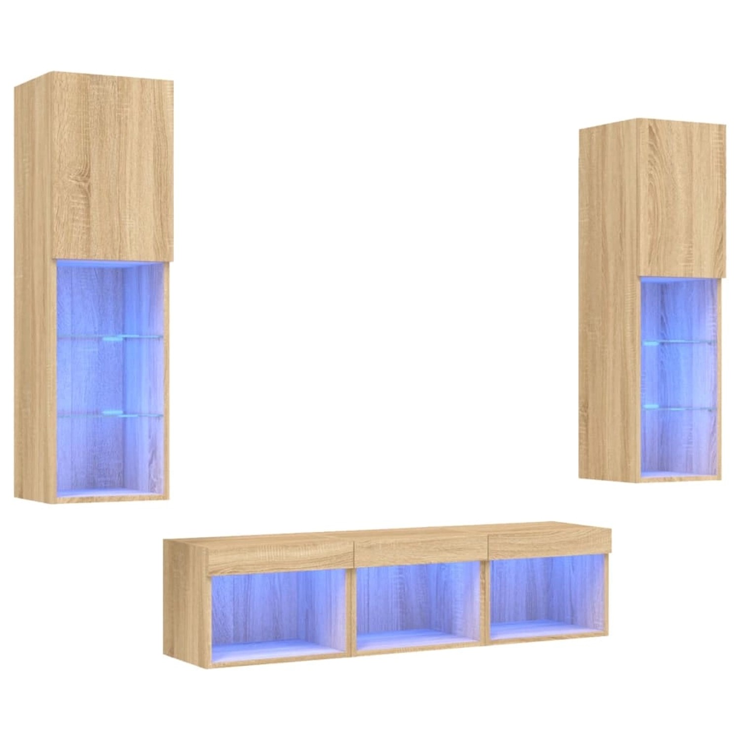 VidaXL 5-tlg. Wohnwand mit LED-Beleuchtung Sonoma-Eiche Holzwerkstoff  Mode günstig online kaufen