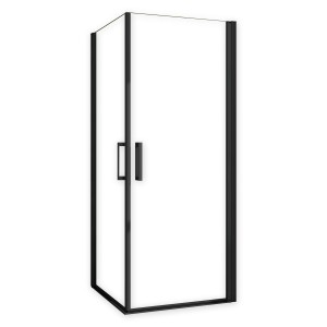 AICA Eckeinstieg 100x100 Höhe200cm Schwarz Duschkabine 8mm NANO ESG-Glas Schwingtür Drehtür Eckdusche Duschabtrennung