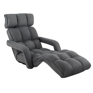 Costway Relaxliege 5-Fach Einstellbar Bodenliege Dunkelgrau