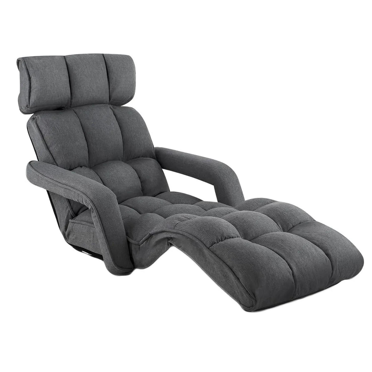 Costway Relaxliege 5-Fach Einstellbar Bodenliege Dunkelgrau günstig online kaufen