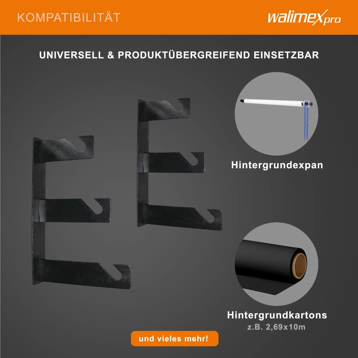 Walimex 2Er-Set 3-Fach Hintergrundhaken 21X4X33Cm 6Kg Metall Wand Decke Studio_8