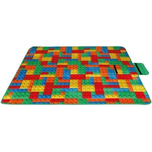 Bestlivings Picknickdecke mit bunten Fotodruck im Lego-Stein Design, 80x120 cm.