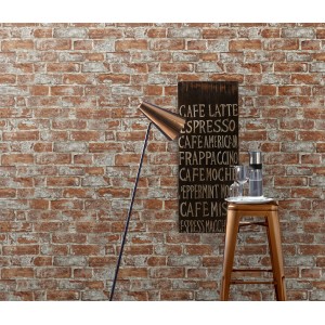 Erismann Vliestapete Imitations 2 Steinoptik Rot, Backsteinmauer-Optik für Innenräume.