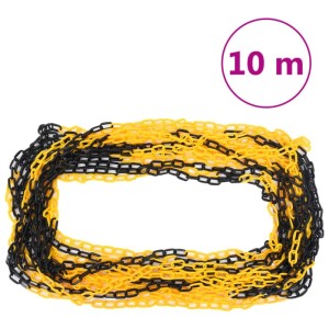 10m Warnkette aus gelb-schwarzem Kunststoff für Kettenpfosten zur Absperrung.