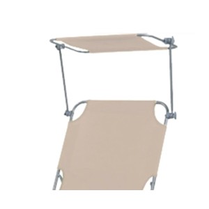 Beige Mojawo Gartenliege mit Sonnendach, 3-Bein Relaxliege, klappbar.